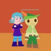 a man and a woman are standing next to each other in a laundromat .