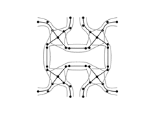 a black and white drawing of a square with lines and dots