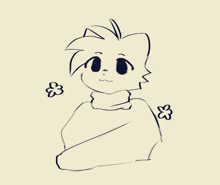 a drawing of a child wrapped in a blanket