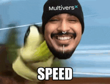 a man with a beard wearing a hat that says multivers