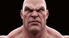 a close up of a man 's face with an angry look on his face