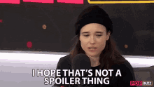 I Hope Thats Not A Spoiler Thing Ellen Page GIF - I Hope Thats Not A Spoiler Thing Ellen Page Popbuzz Meets GIFs