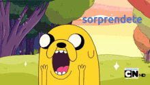a cartoon character with a surprised look on his face is sponsored by cn hd