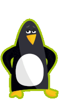 a cartoon penguin with a question mark in a thought bubble