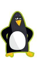 a cartoon penguin with a question mark in a thought bubble