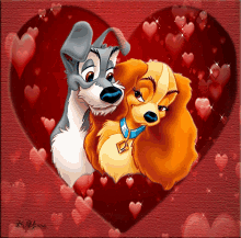 Lady And The Tramp In Love GIF - Lady And The Tramp In Love Hearts GIFs