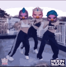 a group of girls are posing for a picture with the words moon sama in the bottom right corner