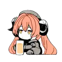a cartoon of a girl with horns holding a glass of beer