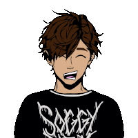 a drawing of a boy wearing a shirt that says smokey on it