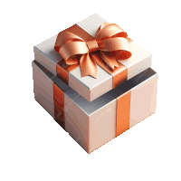 a white gift box with a gold ribbon and a bow