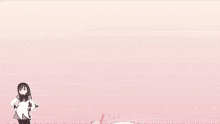 a girl with a bow on her head is surrounded by speech bubbles with japanese writing on them