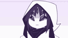 a drawing of a person wearing a hood and a scarf