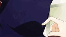 a girl with blonde hair and purple eyes is looking at a book .