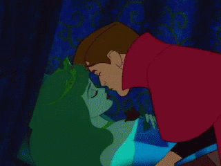 sleeping beauty and prince kiss