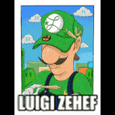 a cartoon of luigi wearing a green hat and holding a joint