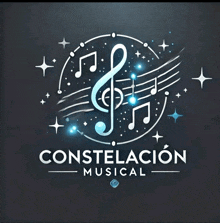 a logo for constelacion musical with a treble clef