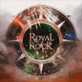 a logo for royal rock shows a compass and a crown