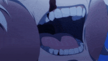 a close up of a person 's mouth with their teeth visible