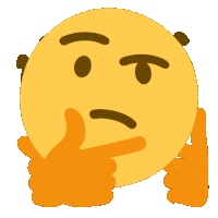 a yellow smiley face with a hand on its chin and a thumbs up