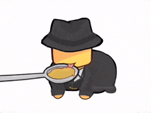 a cartoon character with a pot on top of his head