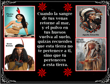 a collage of images of native americans including pluma roja
