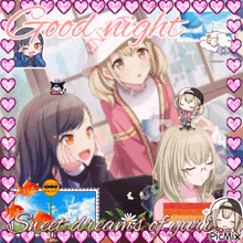 a collage of anime girls with the words good night sweet dreams of you on the bottom