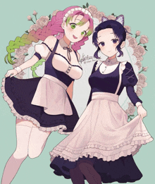 Mitsuru And Shinyu Both Smiles Softly While Wearing Maids Dress GIF