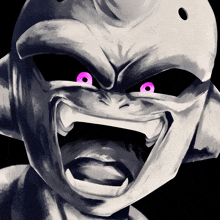 a drawing of a monster with purple eyes