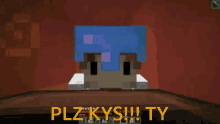 a picture of a minecraft character with the words plzkys !!! ty