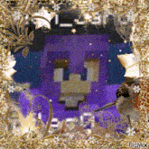 a picture of a purple minecraft character in a frame