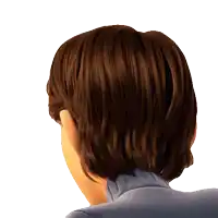 the back of a person 's head with a blue shirt on