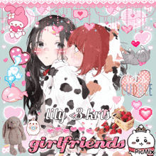 a picture of two girls with the words lily < 3 kris girlfriends on it