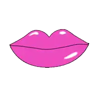 a cartoon drawing of pink lips with white teeth