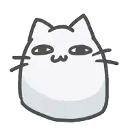 a cartoon drawing of a white cat with a funny face