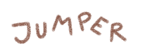 a white background with the word jumper written in brown