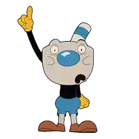 a cartoon character with a blue nose giving a thumbs up sign