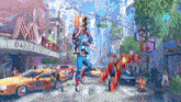a painting of a city street with a sign that says dazzle