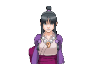 a cartoon drawing of a girl wearing a purple kimono and a necklace with the number 9 on it