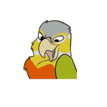 a cartoon drawing of a parrot with a very angry look on its face