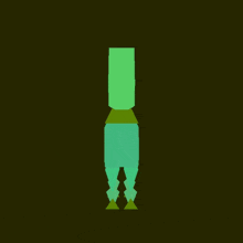 a green origami bird with a black beak