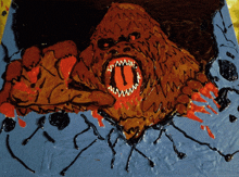 a drawing of a monster with a large red eye