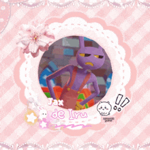 a picture of a purple bunny with the name jax de iru