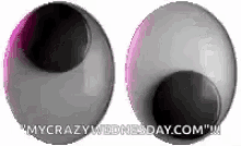 a pair of googly eyes on a white background with the words `` my crazy wednesday.com '' written on the bottom .