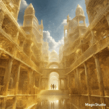 a painting of a temple by magicstudio