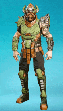a video game character with horns on his head and a beard