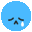 a blue smiley face with a crying eye and a tear coming out of it .