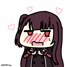 a drawing of a girl with hearts around her head and the name se seren written on the bottom