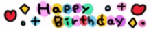 a colorful sign that says happy birthday with hearts