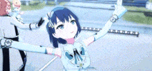 a girl in a white dress is dancing on a stage in a video game .