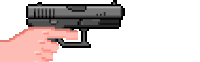 a pixel art illustration of a gun with a flame coming out of it